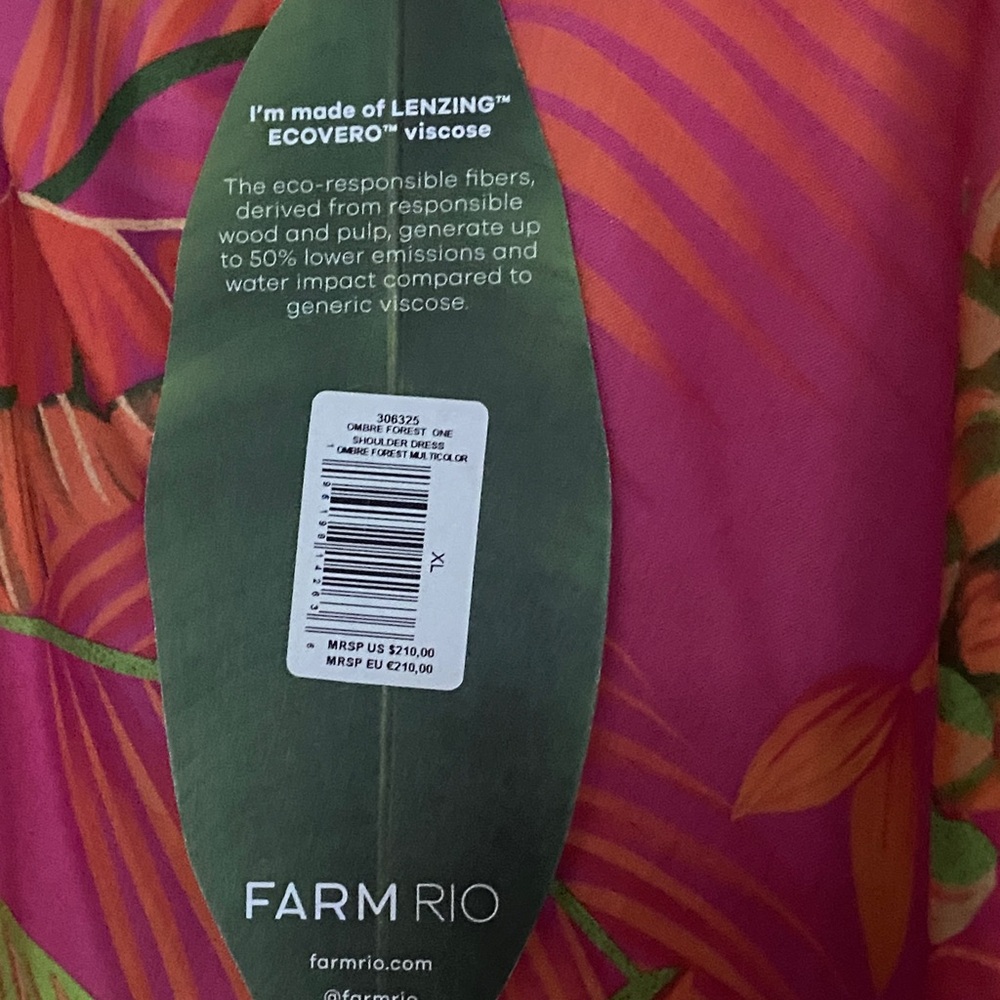 FARM Rio One-Shoulder Dress Ombré Forest Multicolor, Size XL - Picture 9 of 15